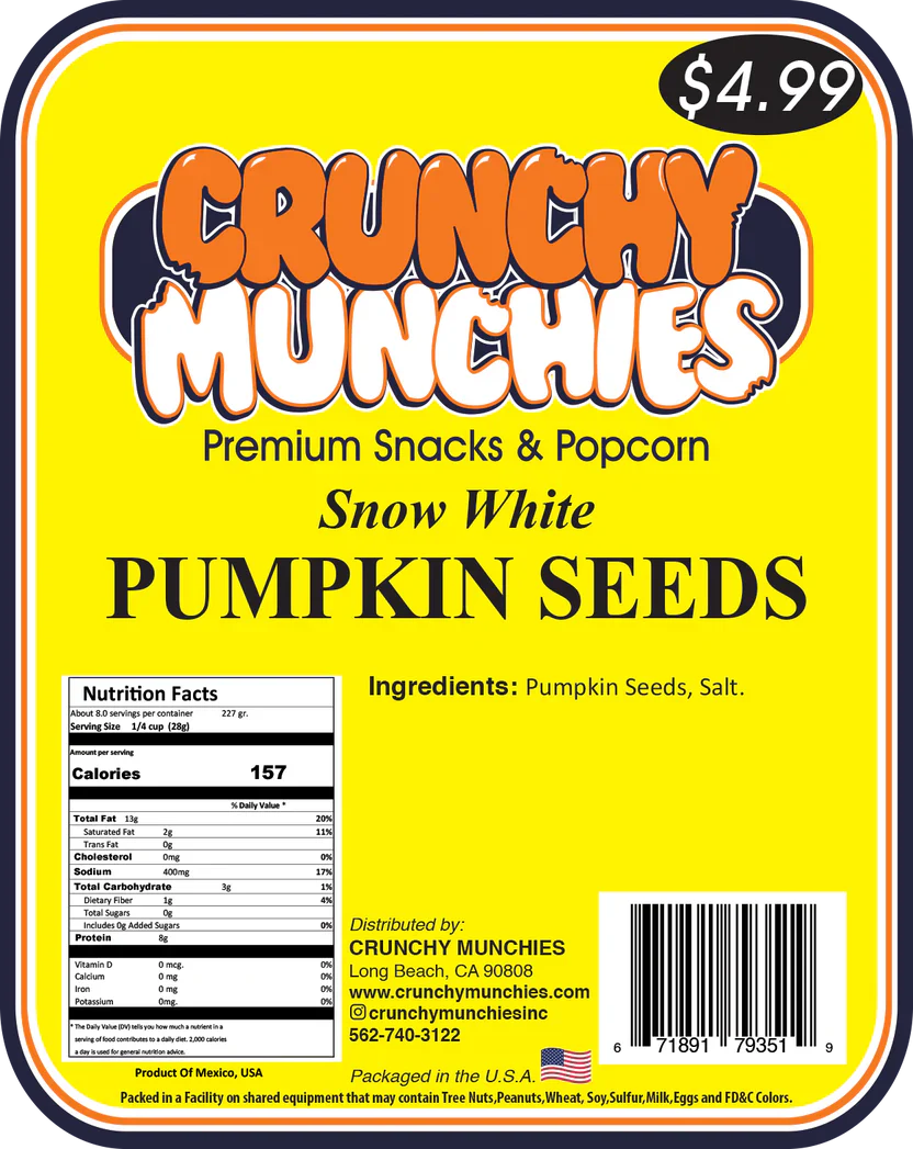 Snow Pumpkin Seeds- Crunchy Munchies (SA)