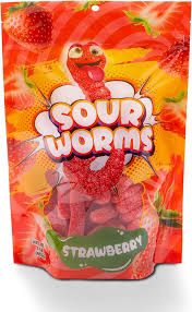 Sour Worms - Sour Orange Flavor (4oz)- 12 Count