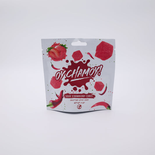 Sour strawberry cubes