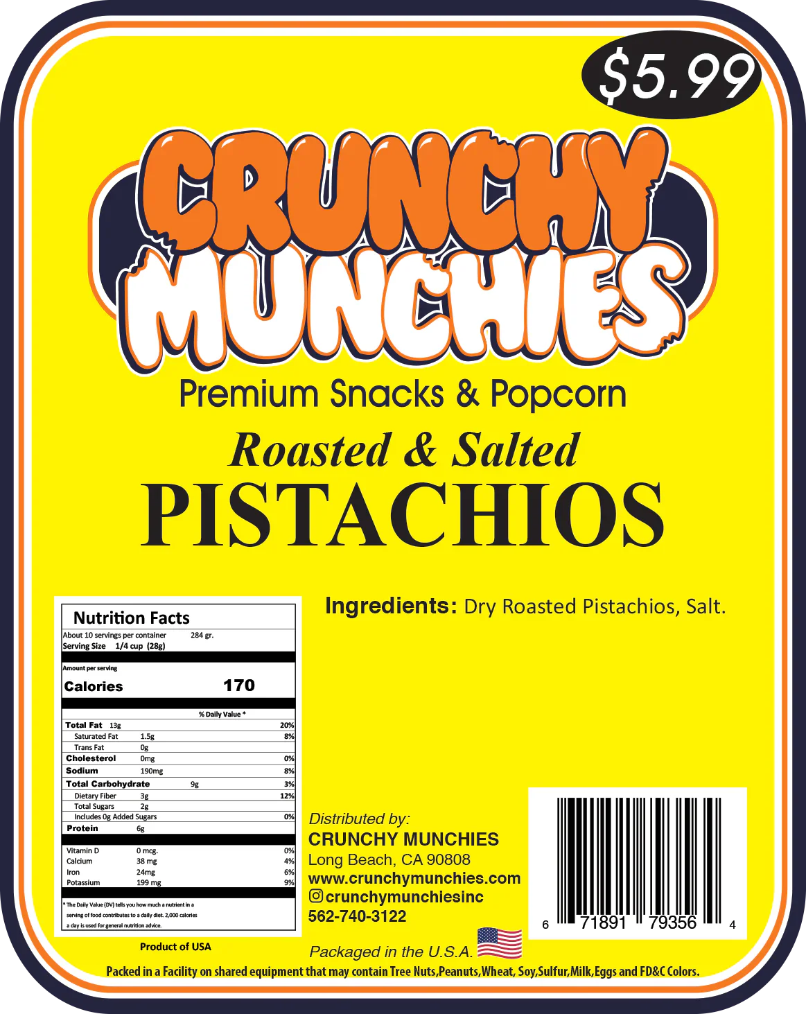 Pistachios Roasted & Salted-Crunchy Munchies (SA)
